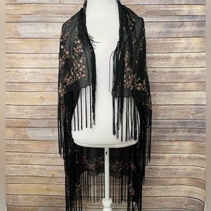 Vintage Collection XIIX sheer fringe floral wrap